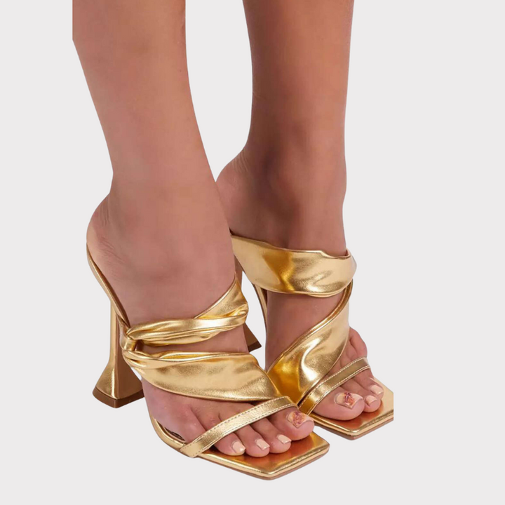 Clara | Metallic Square Toe High Heel Liora Lane Boutique