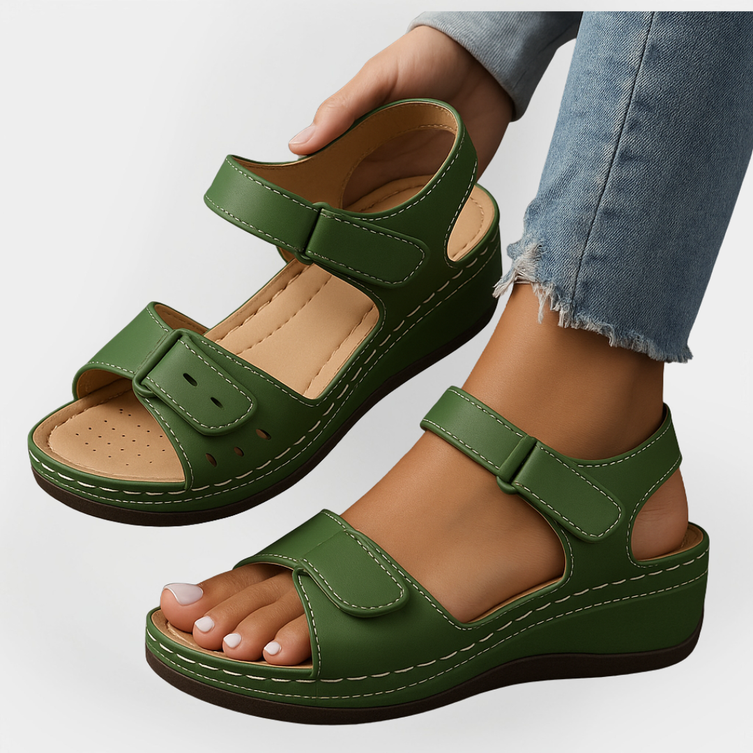 Orthopedic Leather Sandals with Heel Liora Lane Boutique