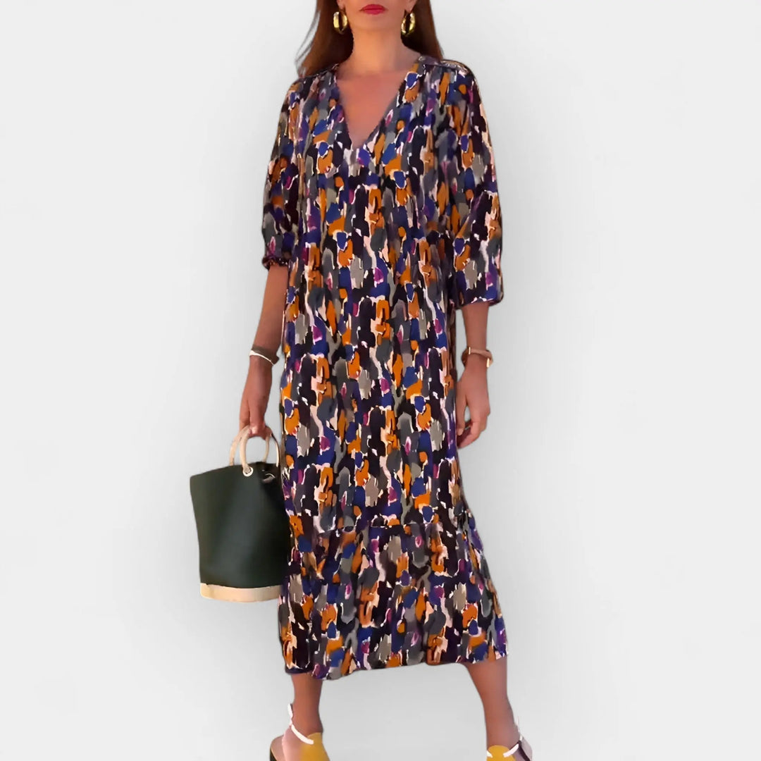 Dress with V Neckline and Retro Design Jasmine's Boutique Australia
