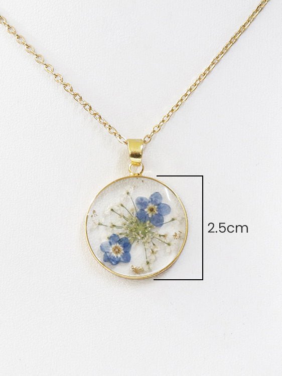 Real Dried Forget-Me-Not Flower Necklace Jasmine's Boutique Australia