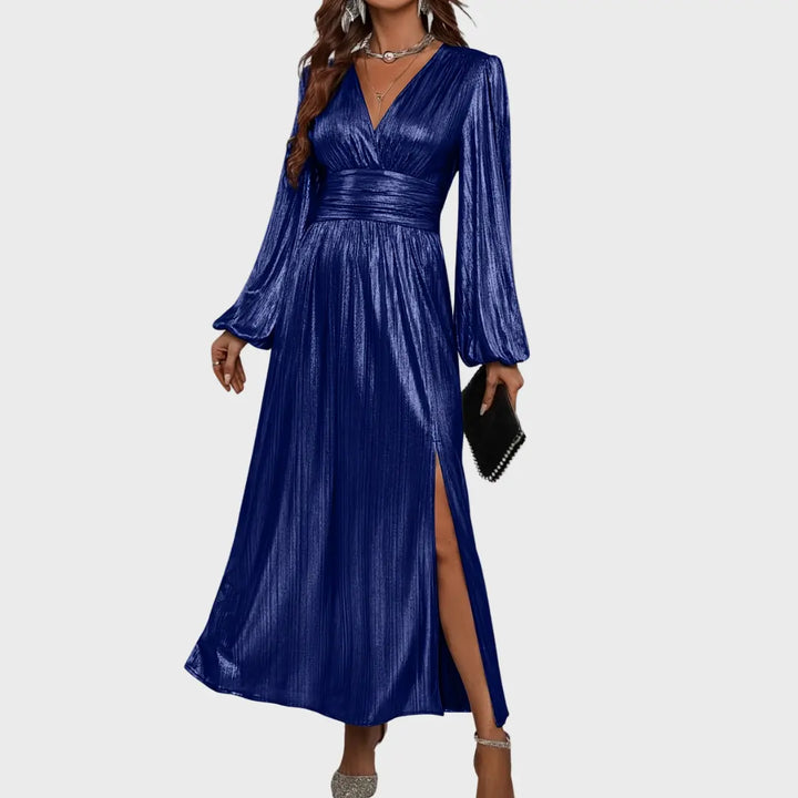Metallic Long Sleeve Evening Dress Jasmine's Boutique Australia