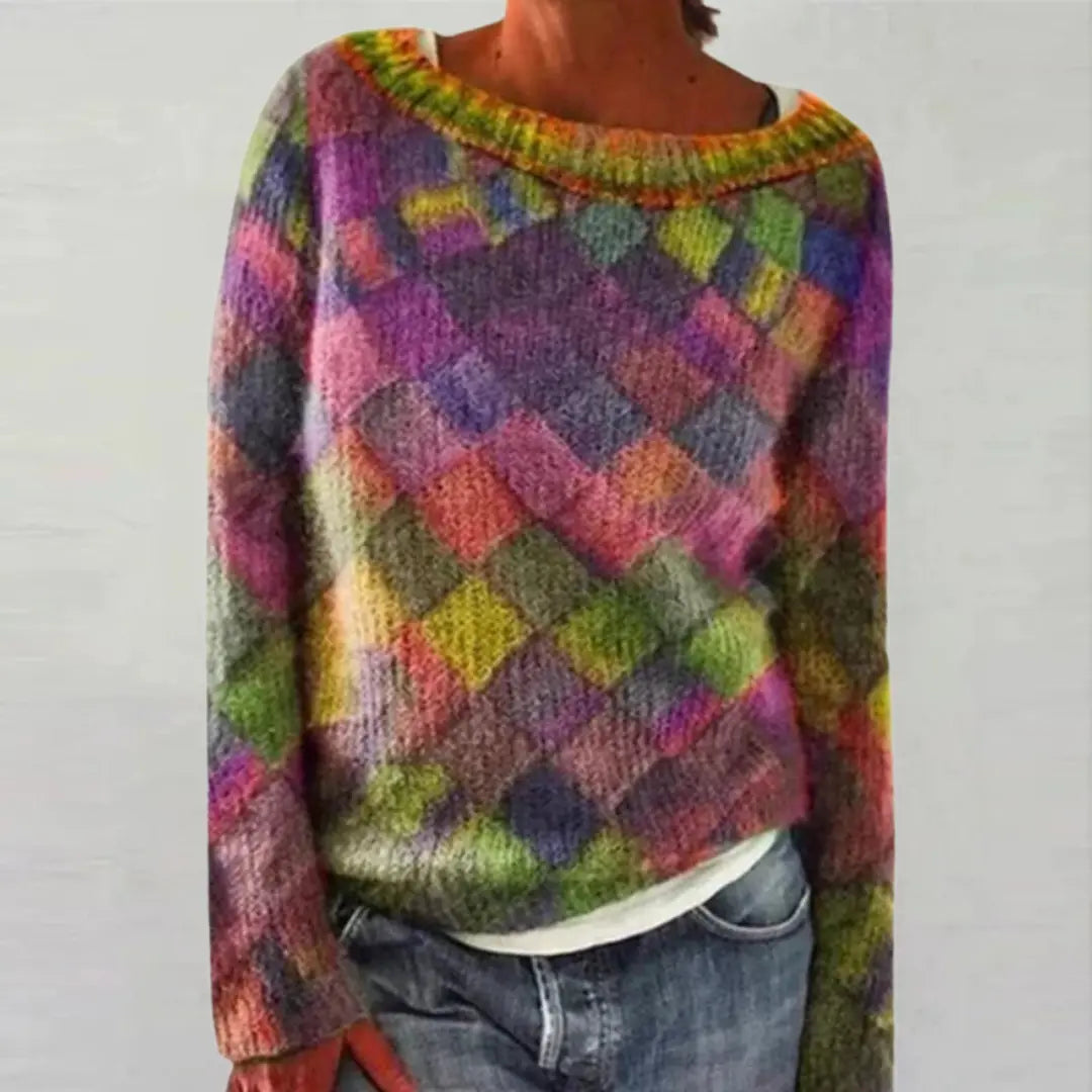 Aurora Patchwork Knit Sweater Jasmine's Boutique Australia