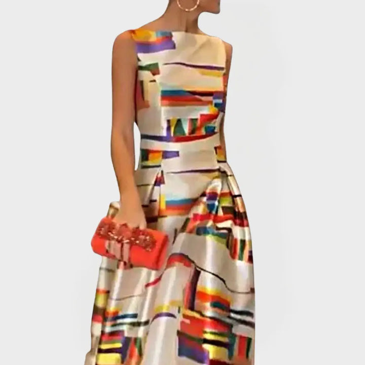Long Dress with Geometric Patterns and Modern Line Jasmine's Boutique Australia