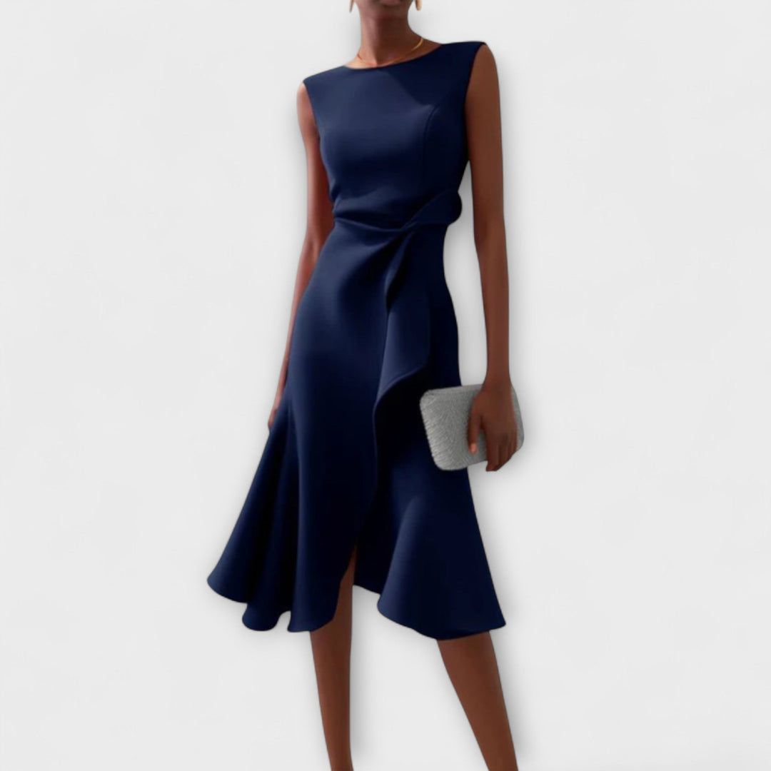 Juliette – Asymmetrical Draped Midi Dress Jasmine's Boutique Australia