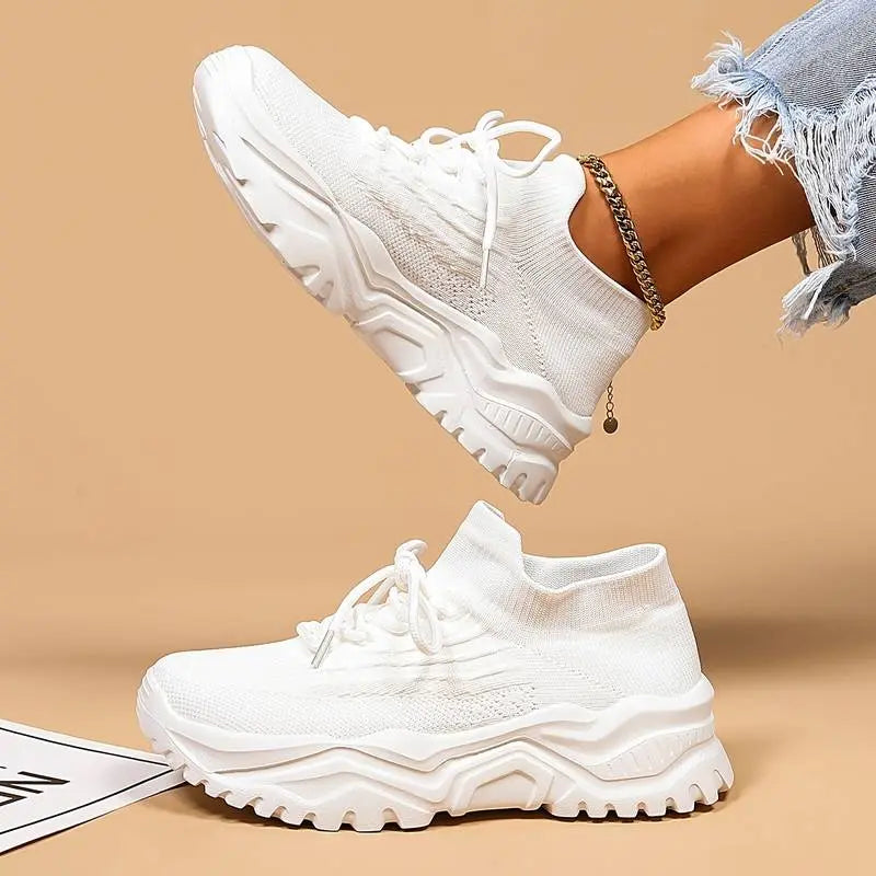All-White Chunky Knit Sneakers Jasmine's Boutique Australia