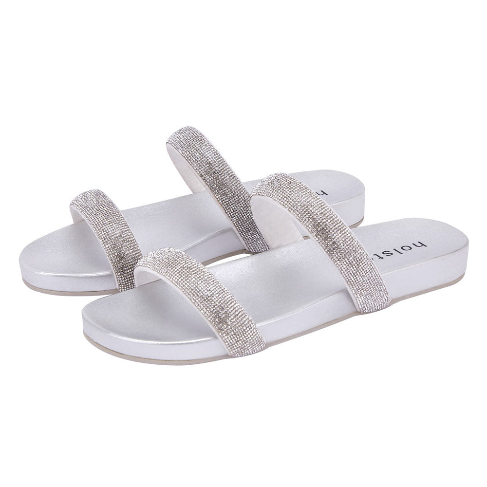 Silver Gleam Slide Sandals Jasmine's Boutique Australia
