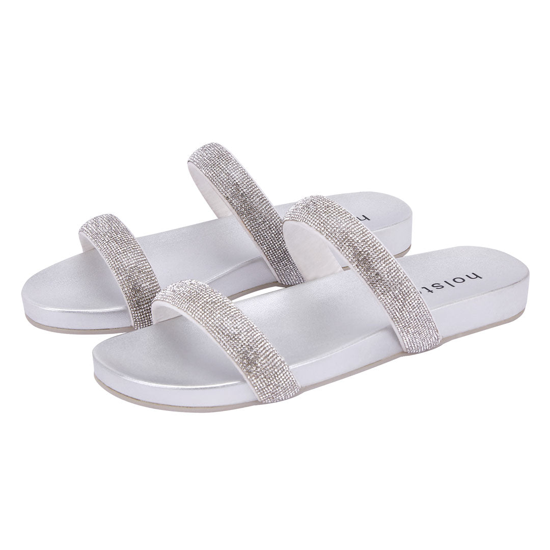 Silver Gleam Slide Sandals Jasmine's Boutique Australia