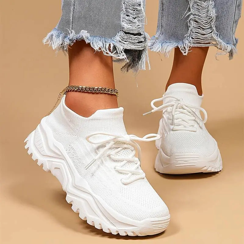 All-White Chunky Knit Sneakers Jasmine's Boutique Australia