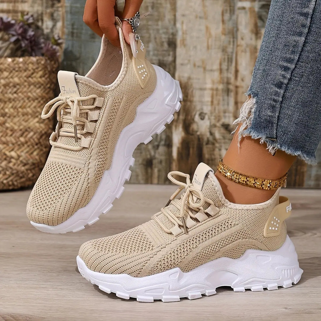 Beige Breathable Knit Sneakers Jasmine's Boutique Australia