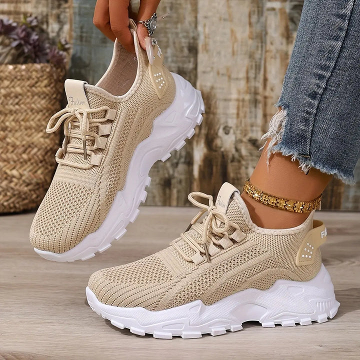Beige Breathable Knit Sneakers Jasmine's Boutique Australia