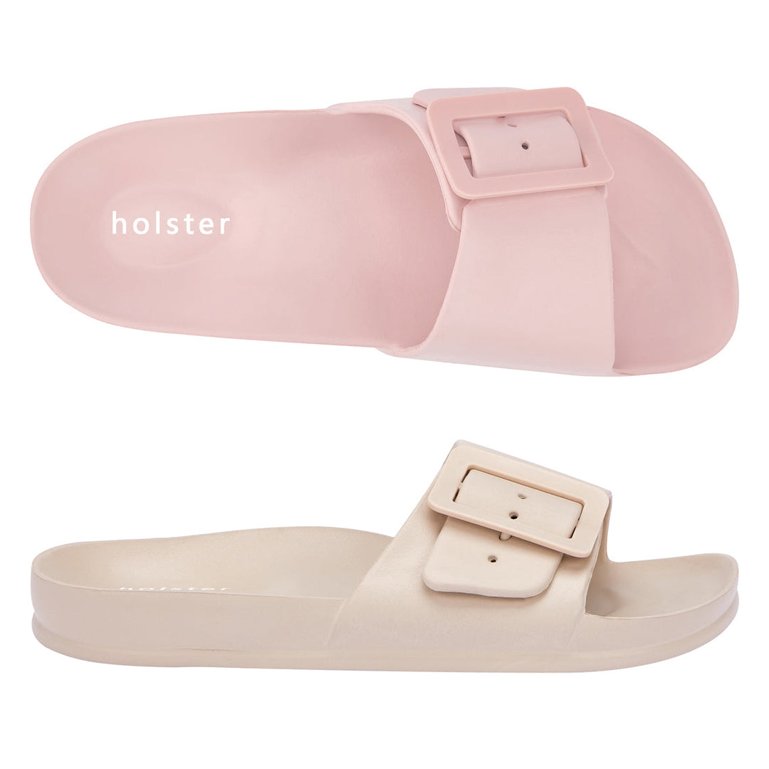 Blush & Beige Buckle Slide Sandals Jasmine's Boutique Australia