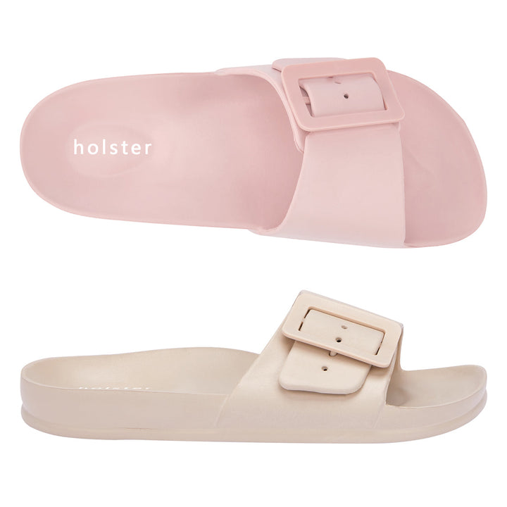 Blush & Beige Buckle Slide Sandals Jasmine's Boutique Australia