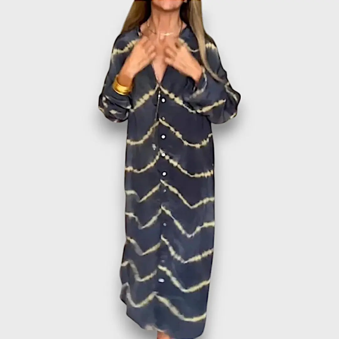 Maxi Tie-Dye Dress with Buttons and Long Sleeves Jasmine's Boutique Australia