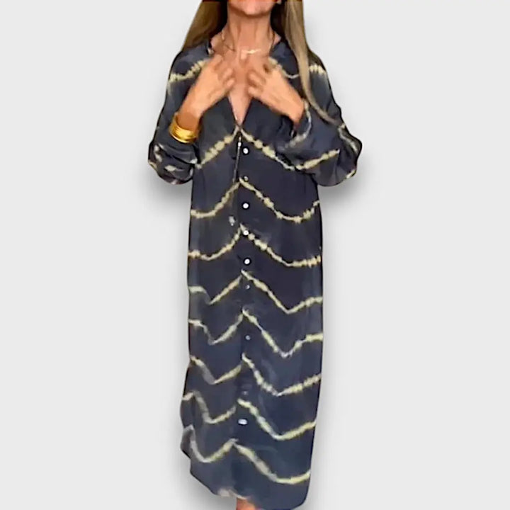 Maxi Tie-Dye Dress with Buttons and Long Sleeves Jasmine's Boutique Australia