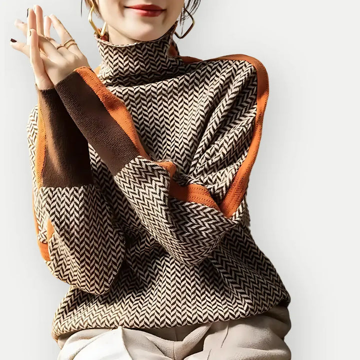 Retro Chevron High-Neck Sweater Jasmine's Boutique Australia