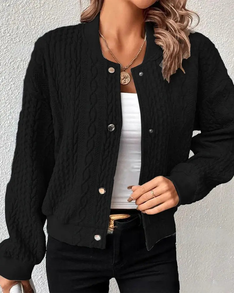 Quilted Cable Knit Bomber Jacket Jasmine's Boutique Australia