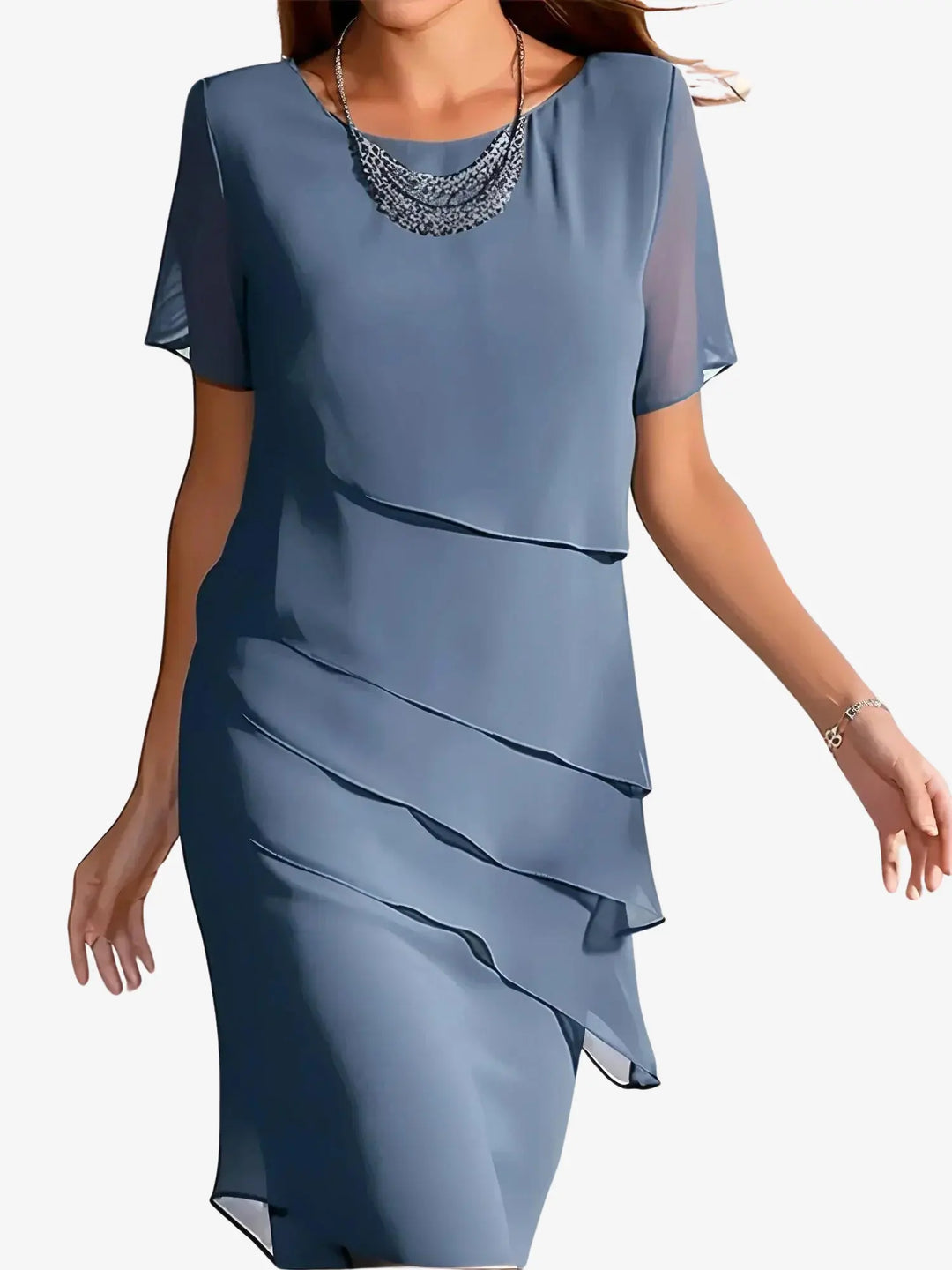 Midnight Elegance Layered Chiffon Dress Jasmine's Boutique Australia