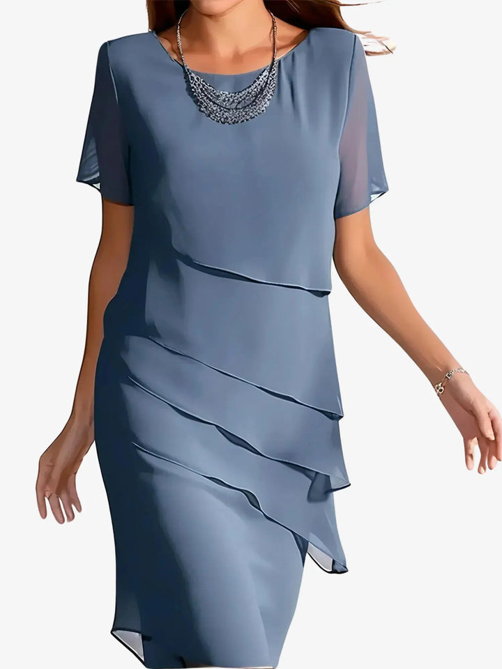 Midnight Elegance Layered Chiffon Dress Jasmine's Boutique Australia