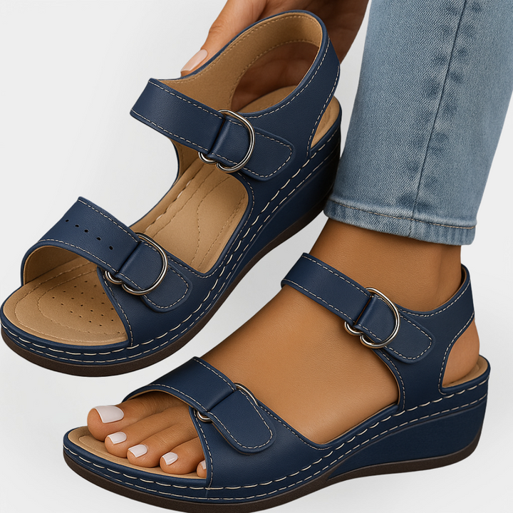 Orthopedic Leather Sandals with Heel Liora Lane Boutique