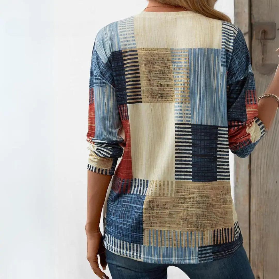 Geometric Patchwork Casual Top Jasmine's Boutique Australia