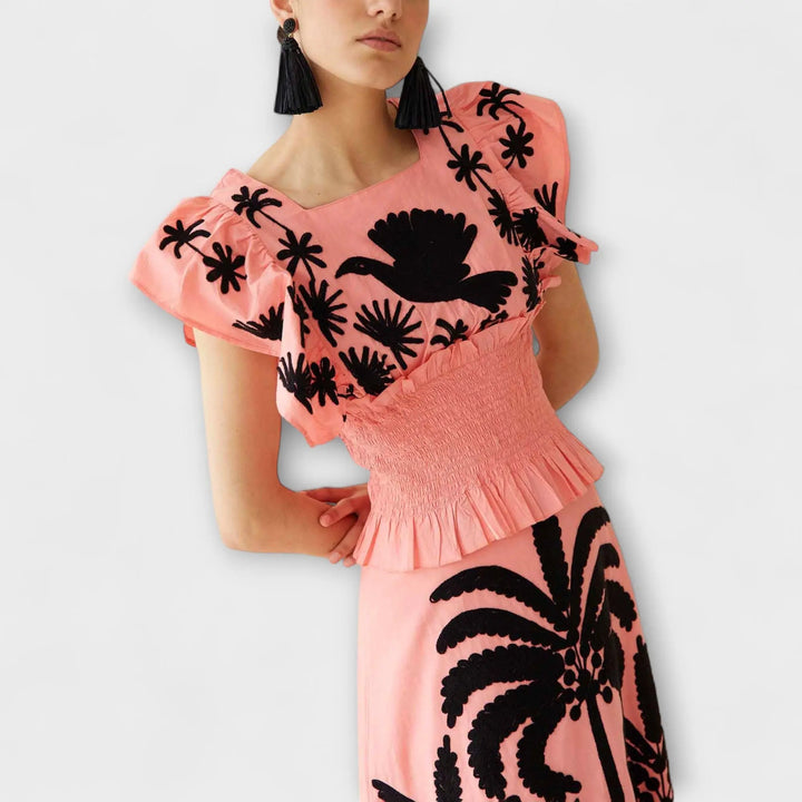 Stylish Tanktop with Palm and Tropical Bird Design Jasmine's Boutique Australia