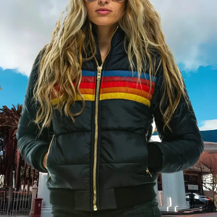 Retro Stripe Puffer Jacket Jasmine's Boutique Australia