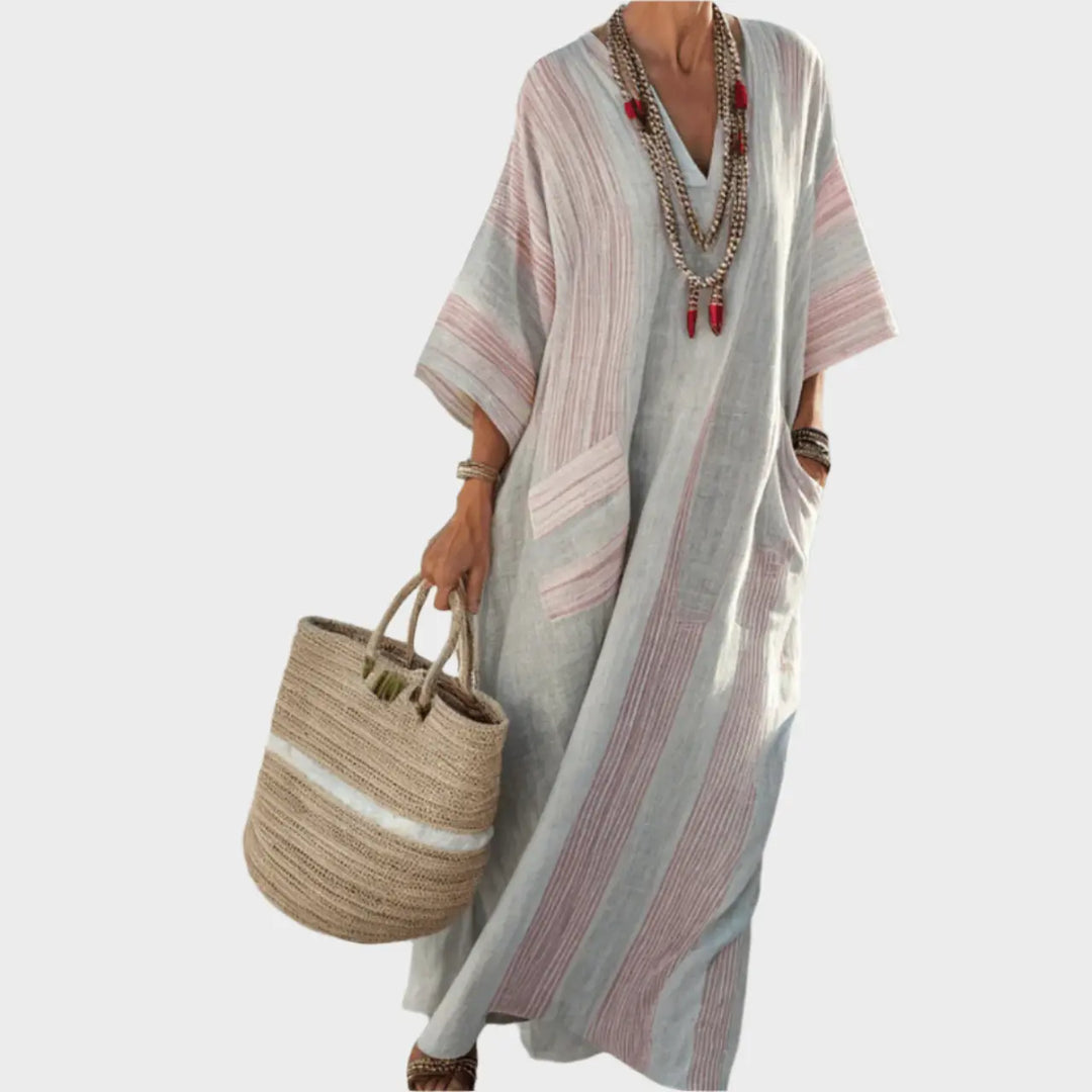 Kaftan with Stripes and Oversized Pockets Jasmine's Boutique Australia