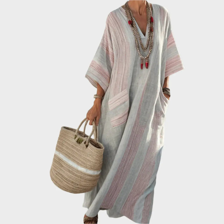 Kaftan with Stripes and Oversized Pockets Jasmine's Boutique Australia