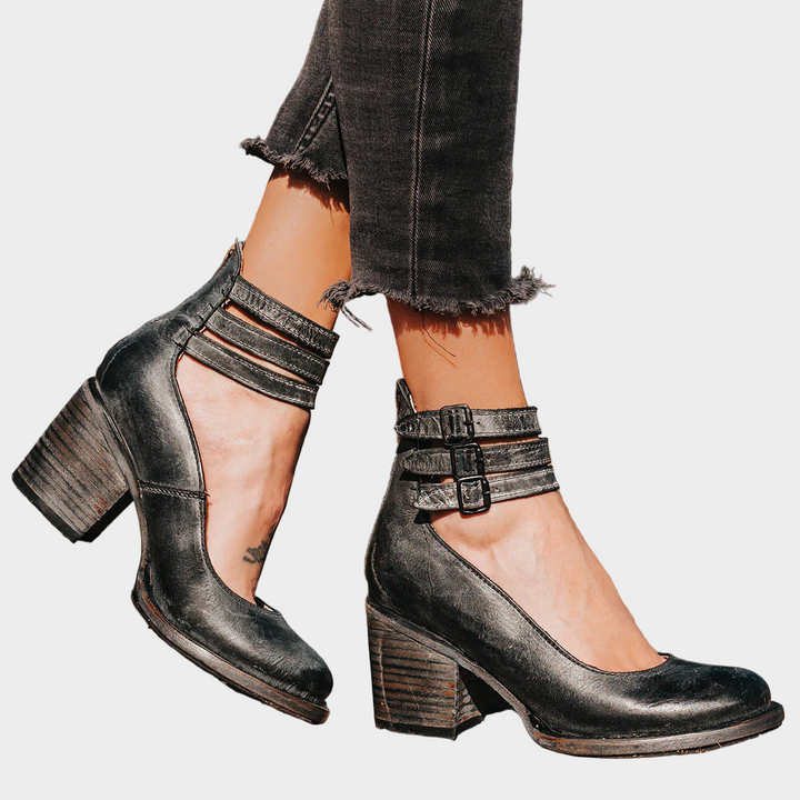 Heels with Multiple Straps and Chunky Heel Liora Lane Boutique