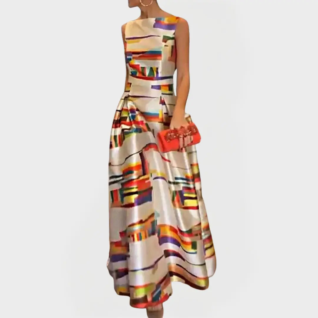 Long Dress with Geometric Patterns and Modern Line Jasmine's Boutique Australia