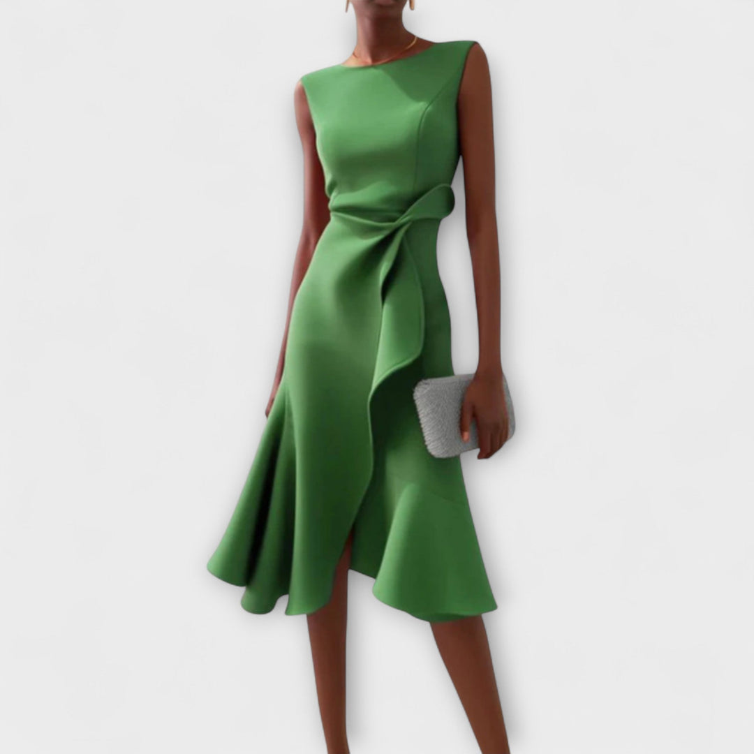 Juliette – Asymmetrical Draped Midi Dress Jasmine's Boutique Australia