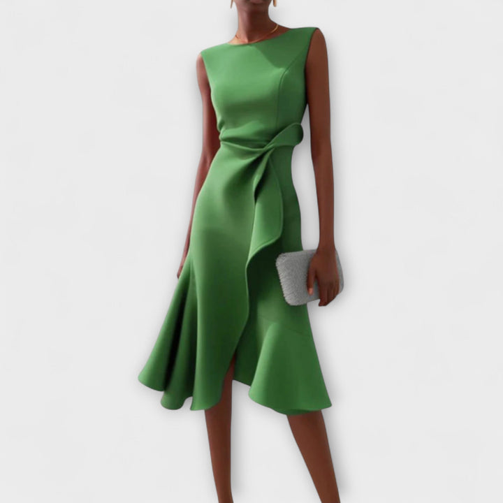 Juliette – Asymmetrical Draped Midi Dress Jasmine's Boutique Australia