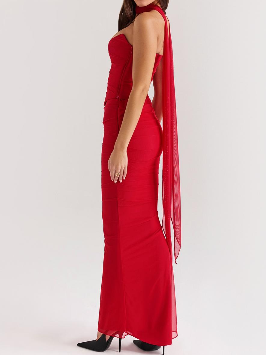 Red Strapless Bustier and Skirt Set Jasmine's Boutique Australia