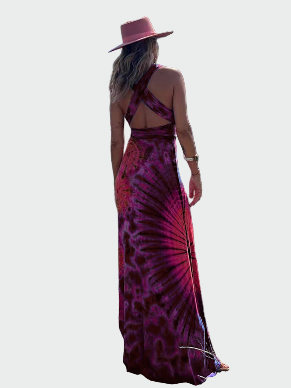 Tie Dye V Neck Cross Back Maxi Dress Jasmine's Boutique Australia