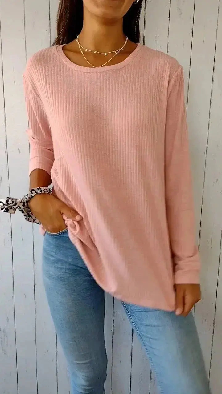 Soft Blush Ribbed Long Sleeve Top Jasmine's Boutique Australia