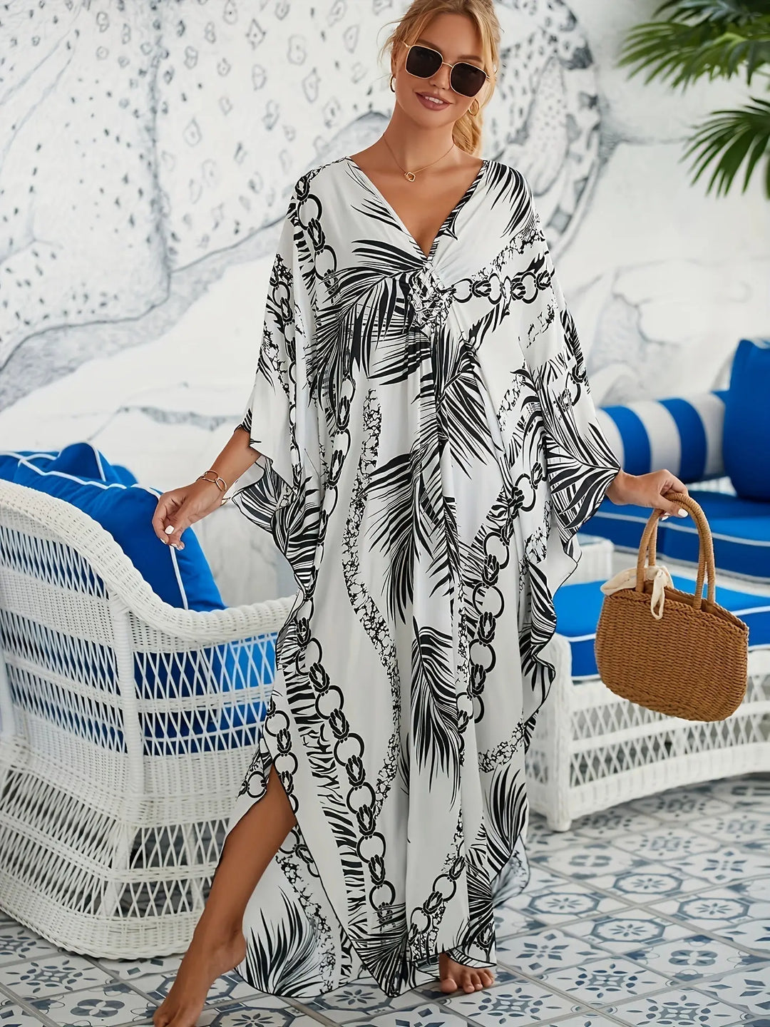 Palm Elegance Maxi Kaftan Jasmine's Boutique Australia