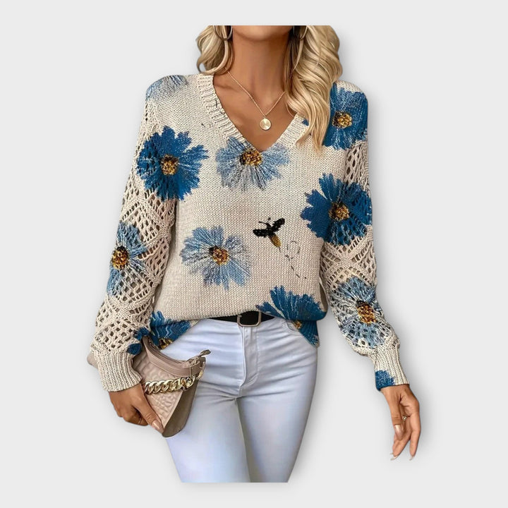 Knitted Blouse with Lace Details Liora Lane Boutique
