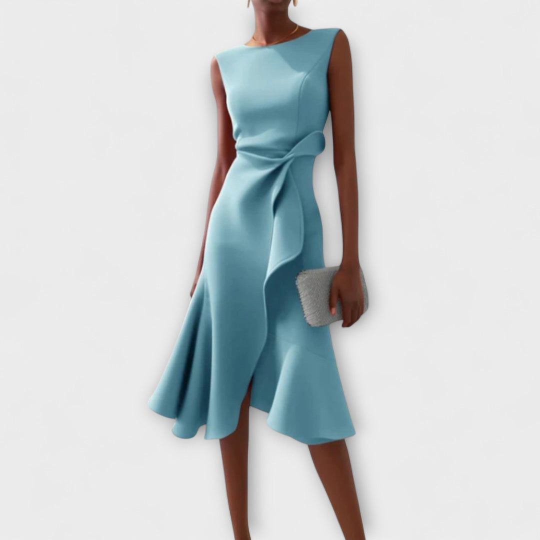 Juliette – Asymmetrical Draped Midi Dress Jasmine's Boutique Australia