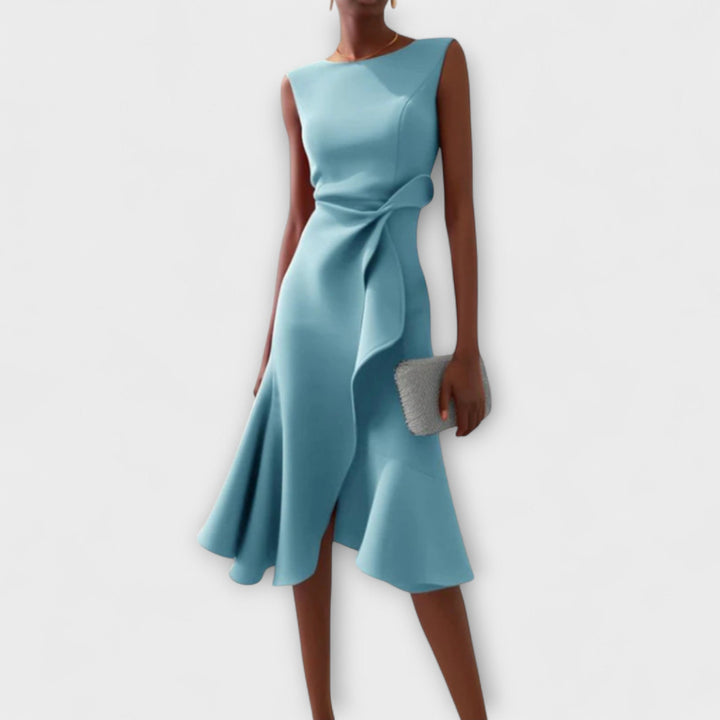 Juliette – Asymmetrical Draped Midi Dress Jasmine's Boutique Australia