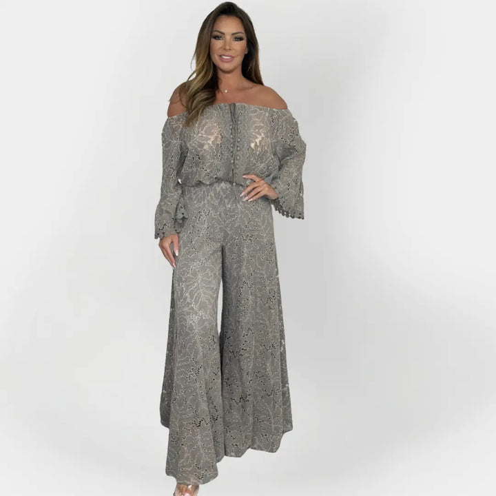 Full-Length Jumpsuit with Off-Shoulder Design and Lace Jasmine's Boutique Australia