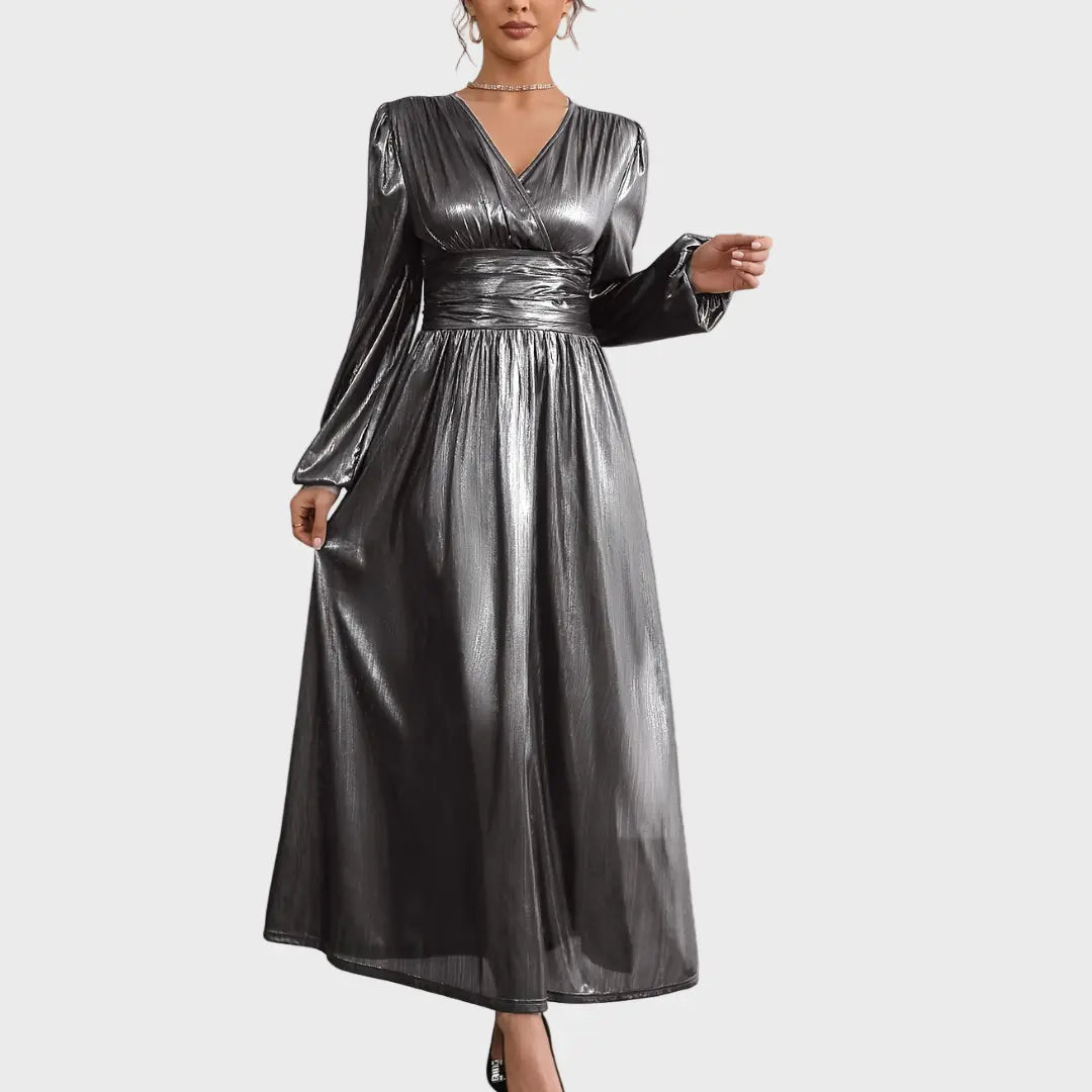 Metallic Long Sleeve Evening Dress Jasmine's Boutique Australia
