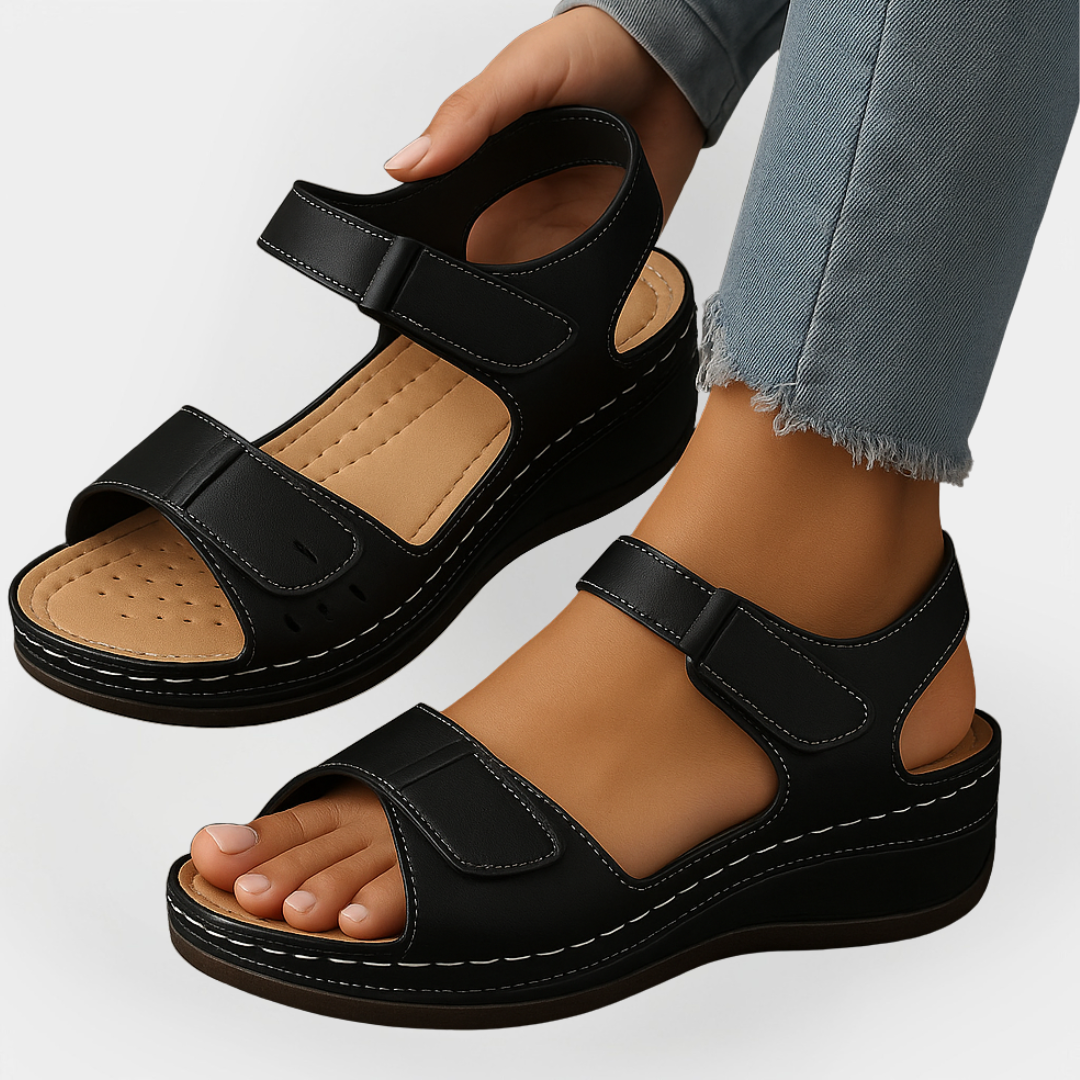 Orthopedic Leather Sandals with Heel Liora Lane Boutique