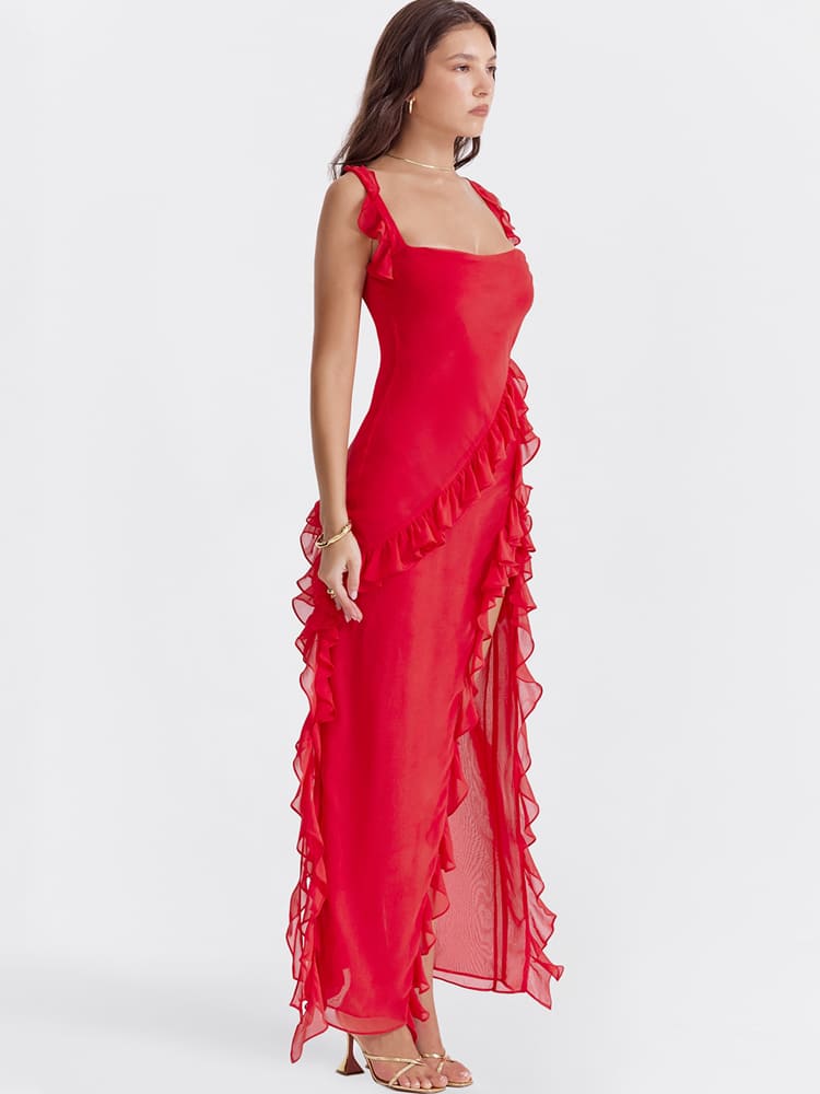 Red Ruffled Slip Dress Jasmine's Boutique Australia