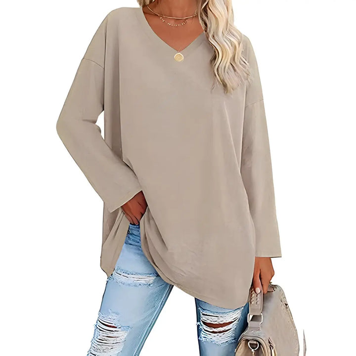 Relaxed V-Neck Long Sleeve Top Jasmine's Boutique Australia
