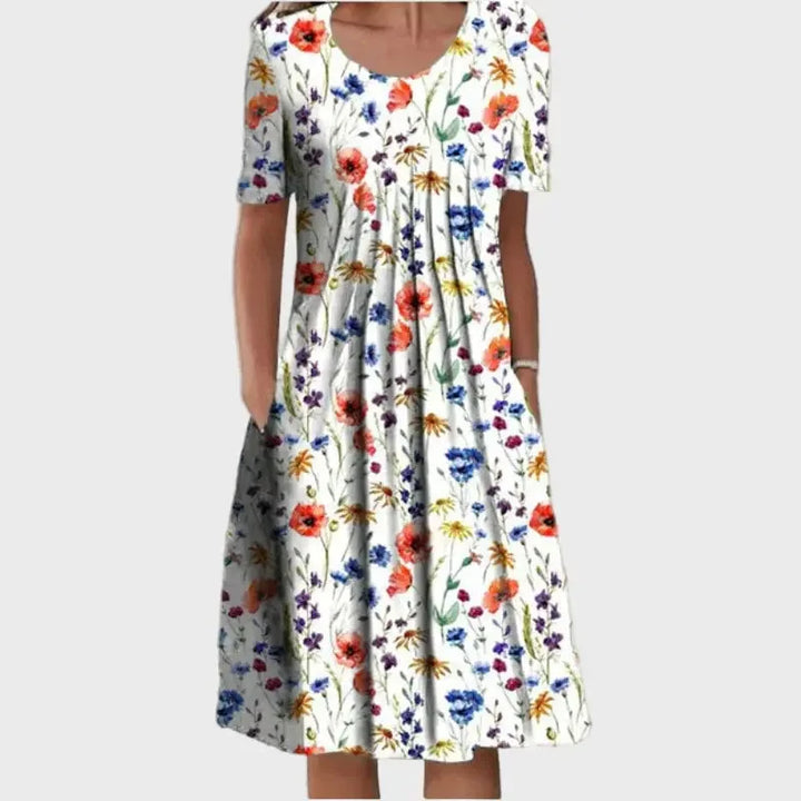 Ditsy Pleated Pocket Dress Luxe-london.uk