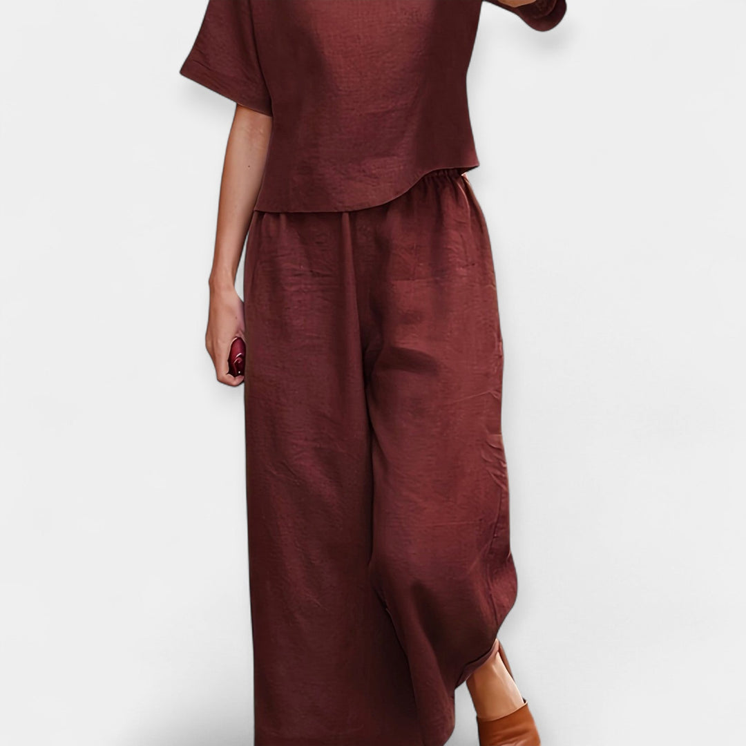 Airy Pants Set with Short-Sleeve Top Jasmine's Boutique Australia
