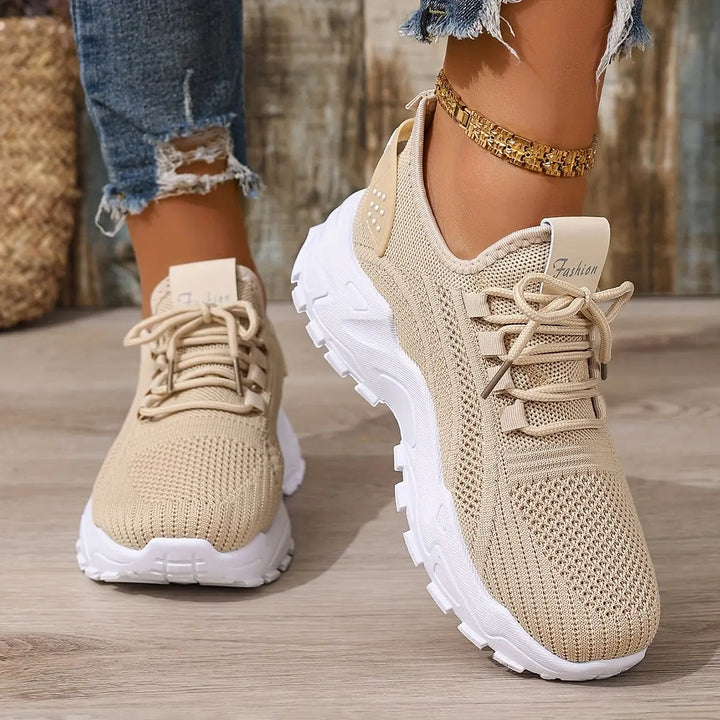 Beige Breathable Knit Sneakers Jasmine's Boutique Australia