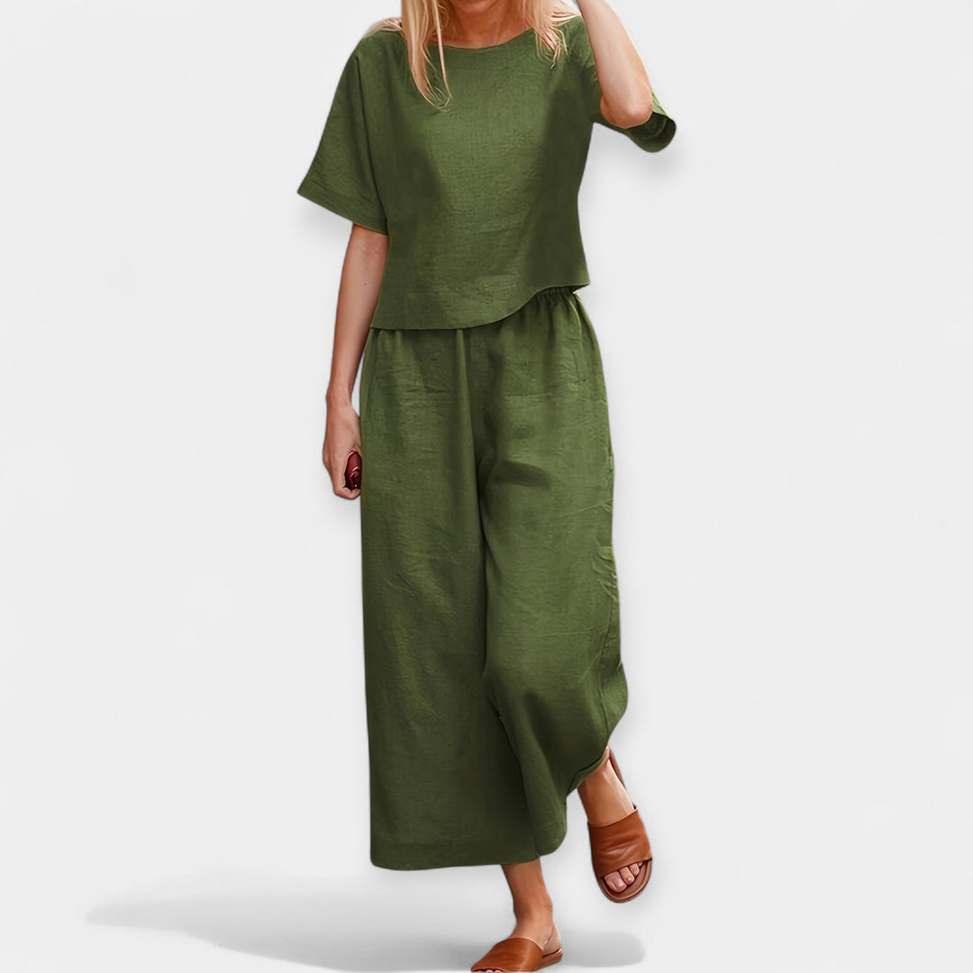 Airy Pants Set with Short-Sleeve Top Jasmine's Boutique Australia