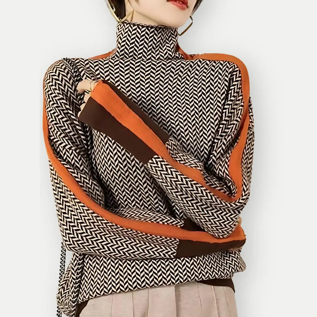 Retro Chevron High-Neck Sweater Jasmine's Boutique Australia