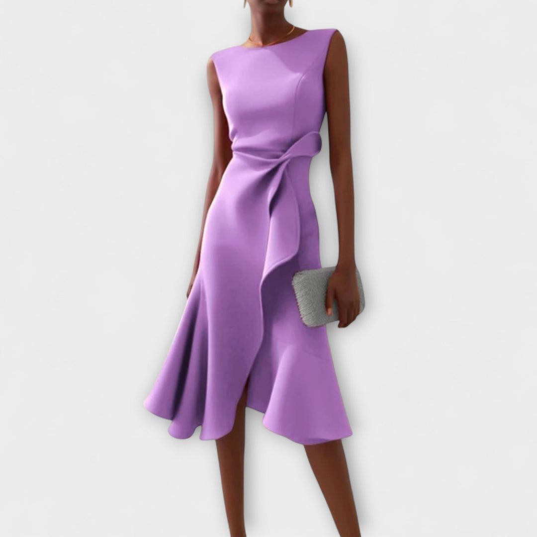Juliette – Asymmetrical Draped Midi Dress Jasmine's Boutique Australia